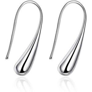 Women Waterdrop 925 Sterling Silver Hoop Earrings Elegant Earring Hypoallergenic